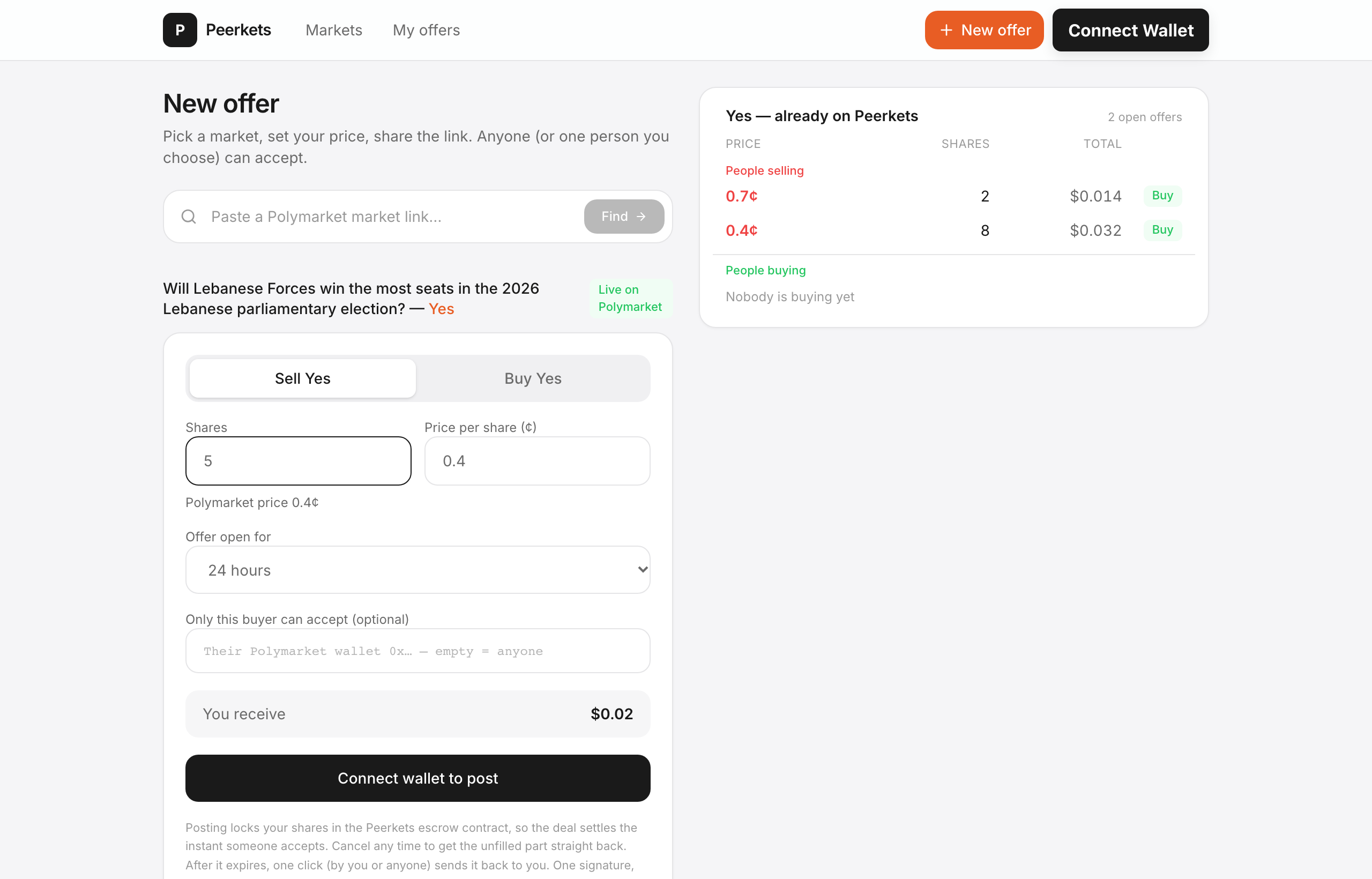 Creating an offer